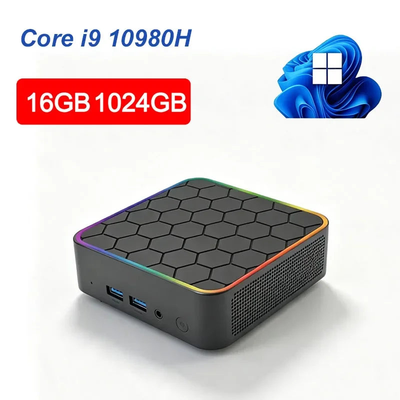 Intel Core I9 10980HK Windows 11 Pro Portable Pc Computer 32GB RAM 1/2TB SSD WIFI 6 BT5.2 4K 60Hz HD Mini Gaming Office Study Pc