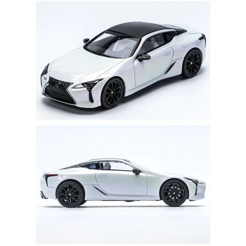 AR BOX 1:64 2018 Lexus LC500 White Nova Glass Flake Diecast Model Car.
