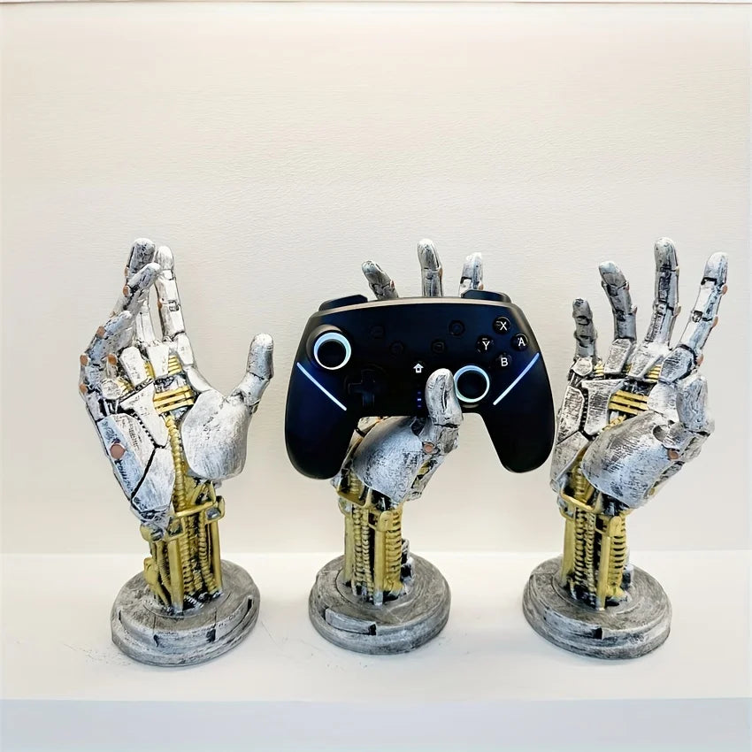 Cyberpunk 3D Gamepad Holder - Robotic Hand Storage Box for Controller Phone Keys, Sci-Fi Desk Organizer Cool Tech Gift
