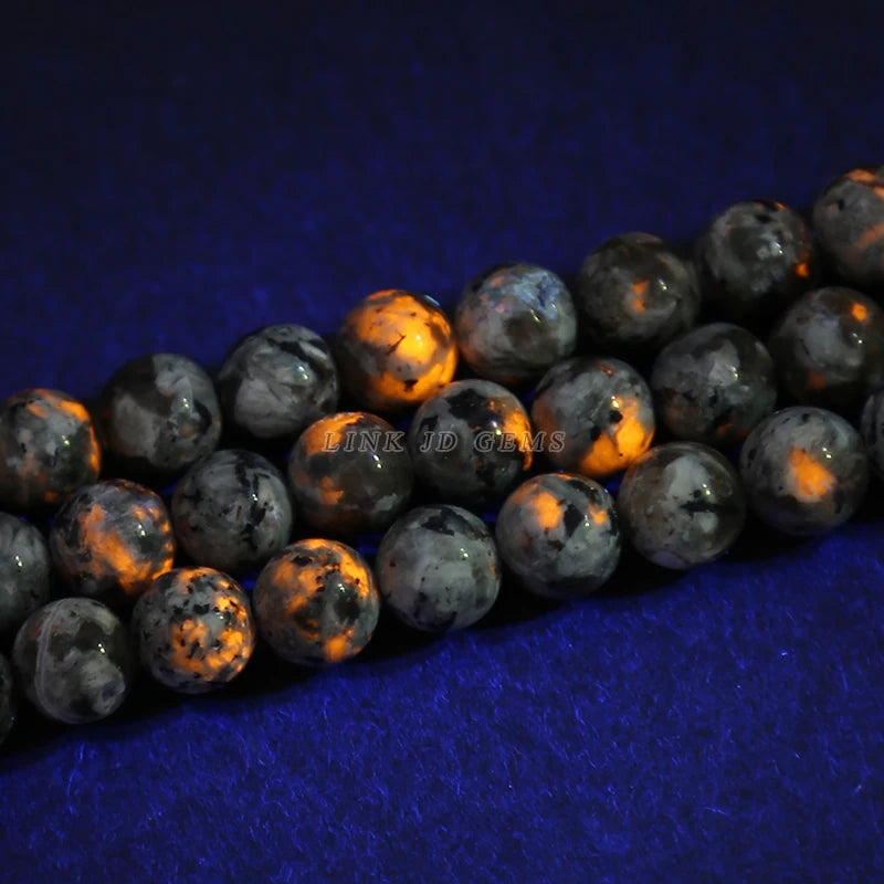Natural Flame Stone Beads Yooperlite Fire Sodalite Round Loose Spacer Bead for Jewelry Making DIY Bracelet Necklace Accessory
