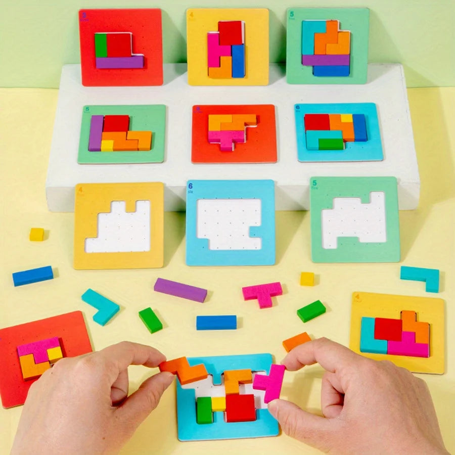 1 Set Colorful Puzzle Game Brain Teaser Toy for Kids Block Puzzle for Mind Exercise Children Toy Gift Challenge for Two Players