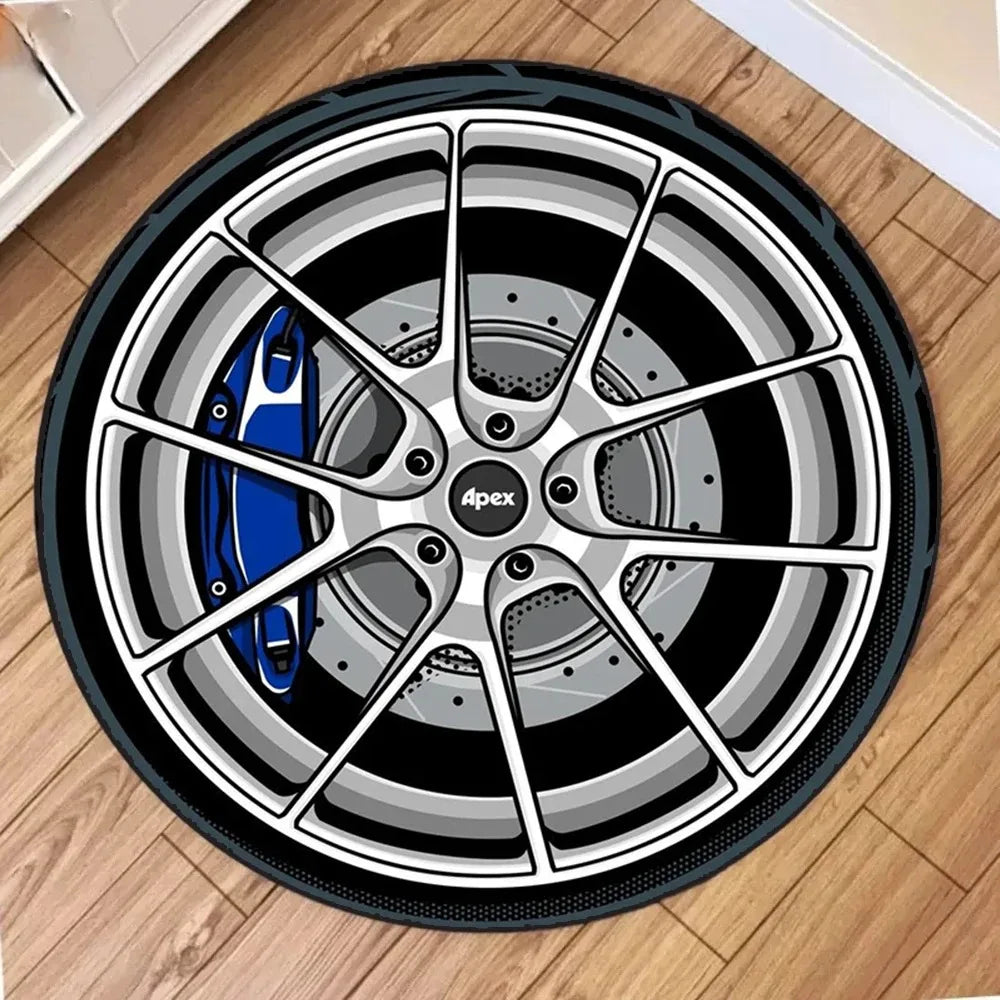Car Rugs Tire Shape Round Mats Boys Bedroom Rug Car Hub Home Living Room Anti-slip Coffee Table Floor Mat Tapetes De Automóv