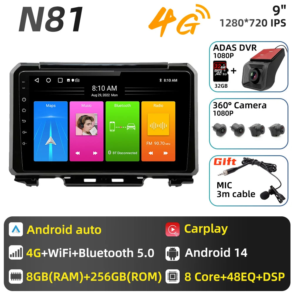 Carplay auto For Suzuki Jimny JB64 JB74 2018 - 2024 Android Car Radio Car Multimedia Player GPS Navigation Stereo Touch 2 Din 4G