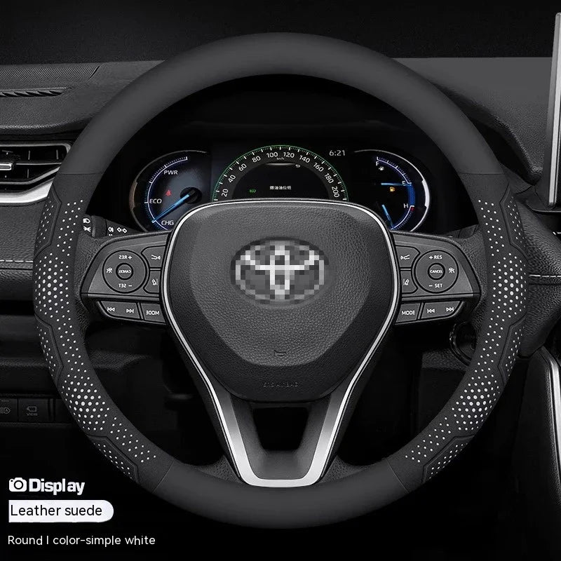 Carbon Fiber Steering Wheel Covers Suitable for Toyota Crown CHR, Yaris, Corolla, Auris, Rav4, Prius, Camry, Raize, Prado.