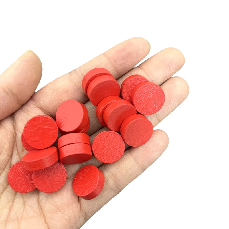 100PCS 15mm x 5mm Multi-Color Wooden Game Tokens,Pawn Discs Board Game Accessories for Educational Activities & Strategy Games