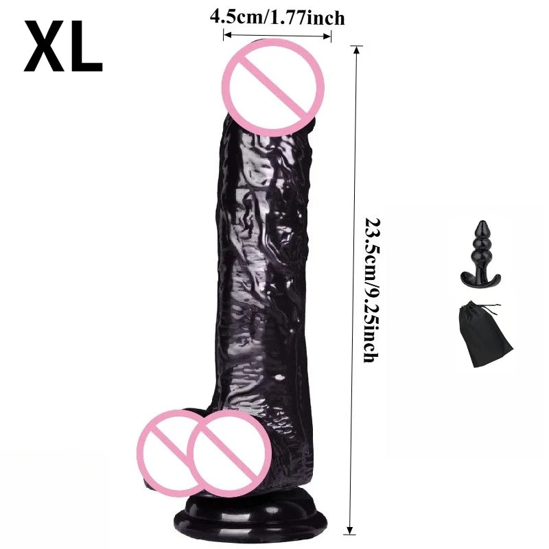 Waterproof Realistic Black Dildo Masturbators Anal Gay Soft Clitoris Vaginal Massager Penis Suction Cup Dick Sex Toys for Women