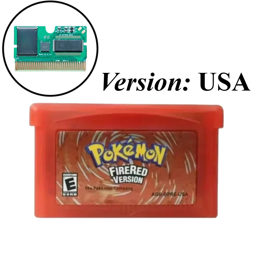 USA Pokémon 32 Bit Video GBA Game Card Bundle English Version Ruby Sapphire Emerald FireRed LeafGreen Gameboy Advance Cartridge