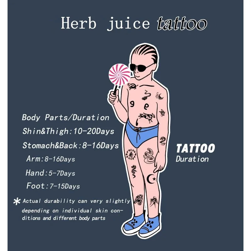 2026 New Lightning Hand Back Herbal Tattoo Stickers Waterproof Semi-Permanent Fake Tattoo Arms Legs Lasting Men Women Tatuajes