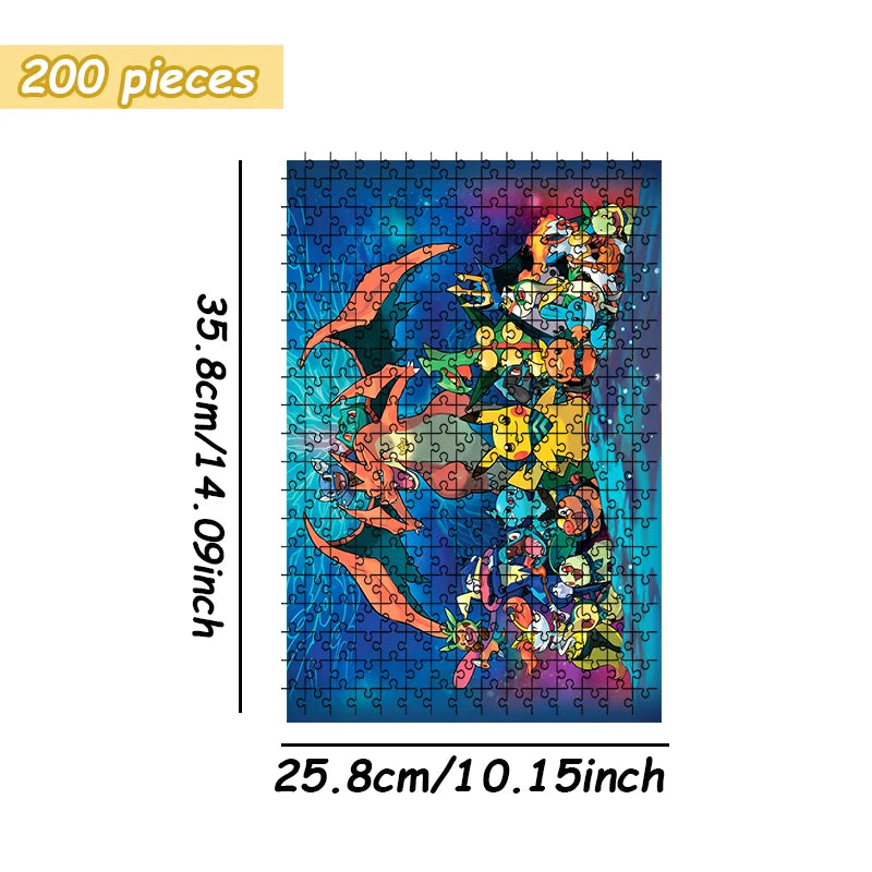 Pokemon Generations Starters Gathering with Pikachu Anime Wooden Jigsaw Puzzle 108/200/300/500/1000pcs Color Box