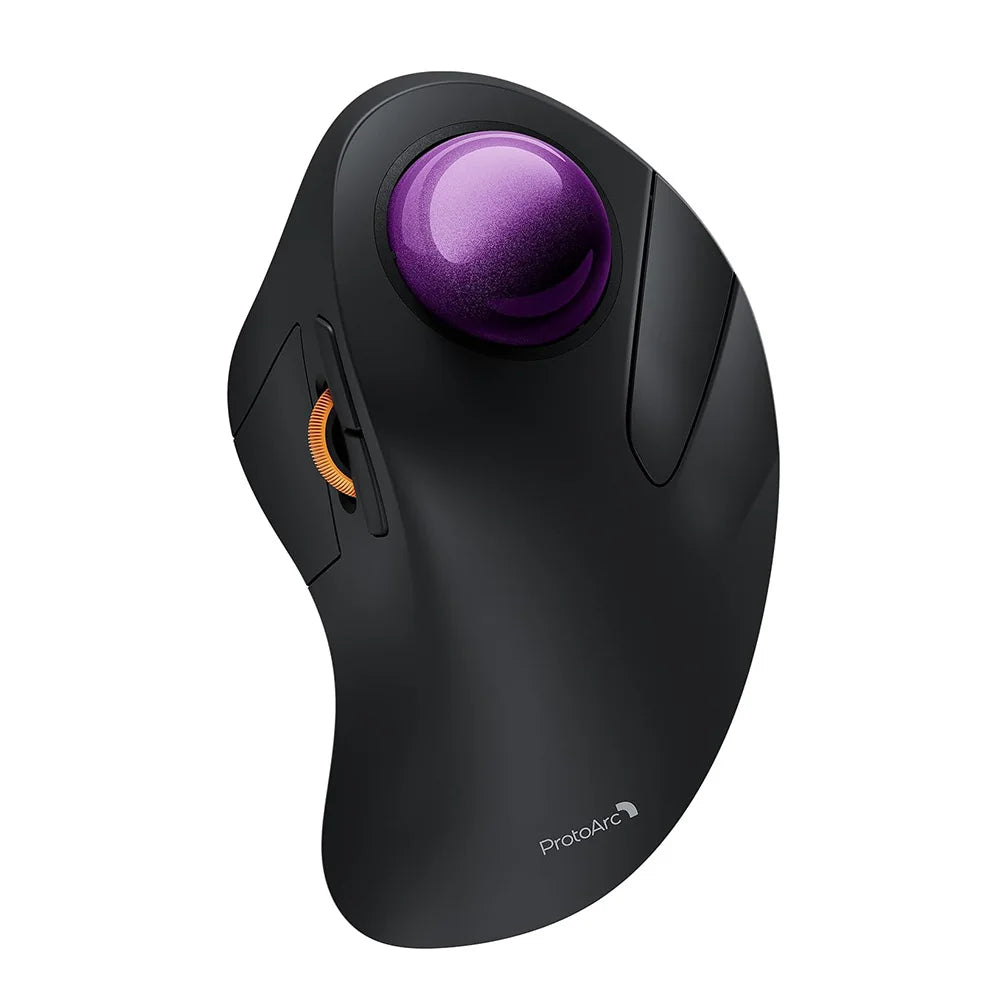 ProtoArc EM03 Wireless Bluetooth Trackball Mouse Rechargeable Ergonomic RGB Backlit Rollerball Mice for Windows Mac iPad