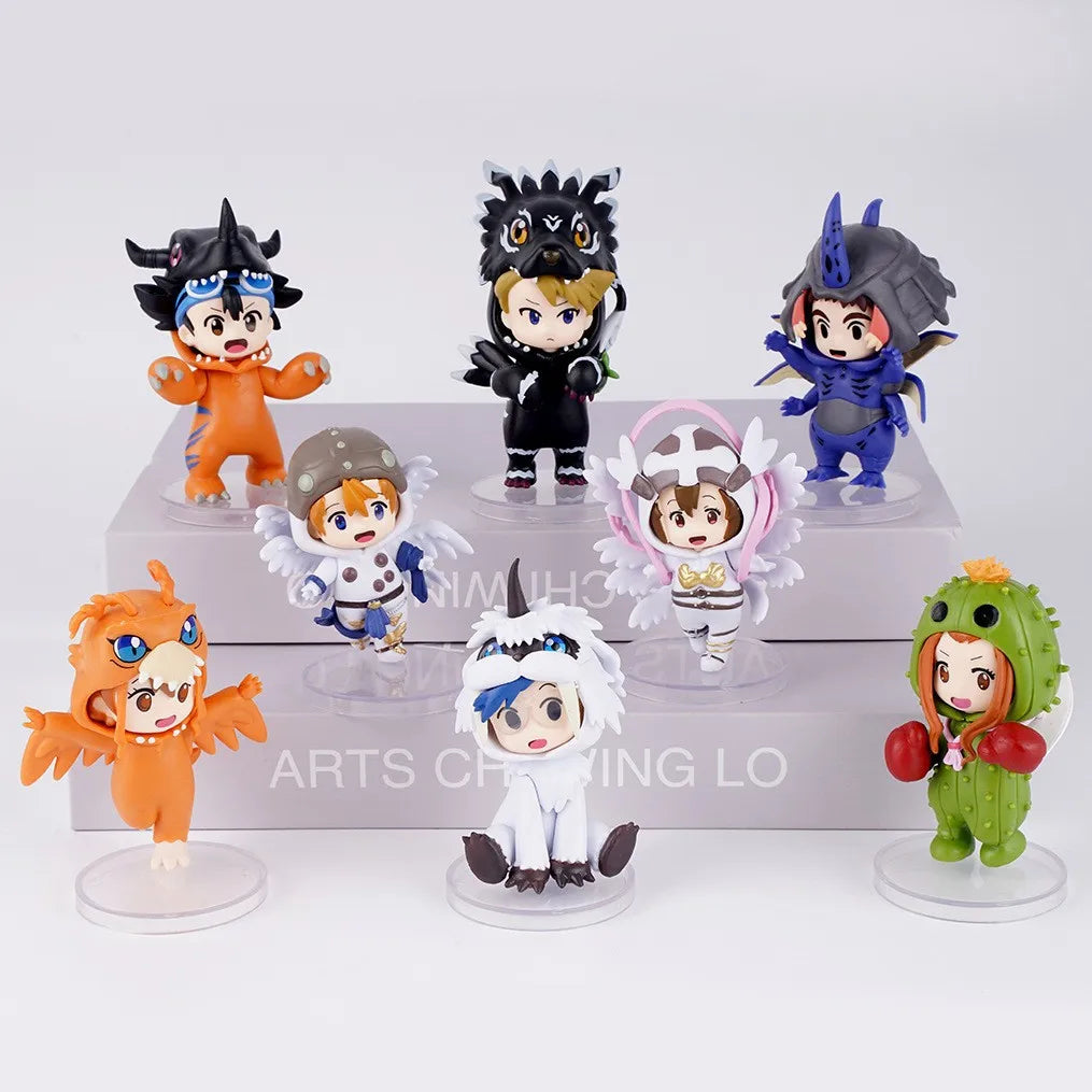 8pcs/set Digital Monster Digimon Characters Taichi Matt Ishida Sora Cosplay Agumon Gabumon Action Figure Anime Figure Model Toy