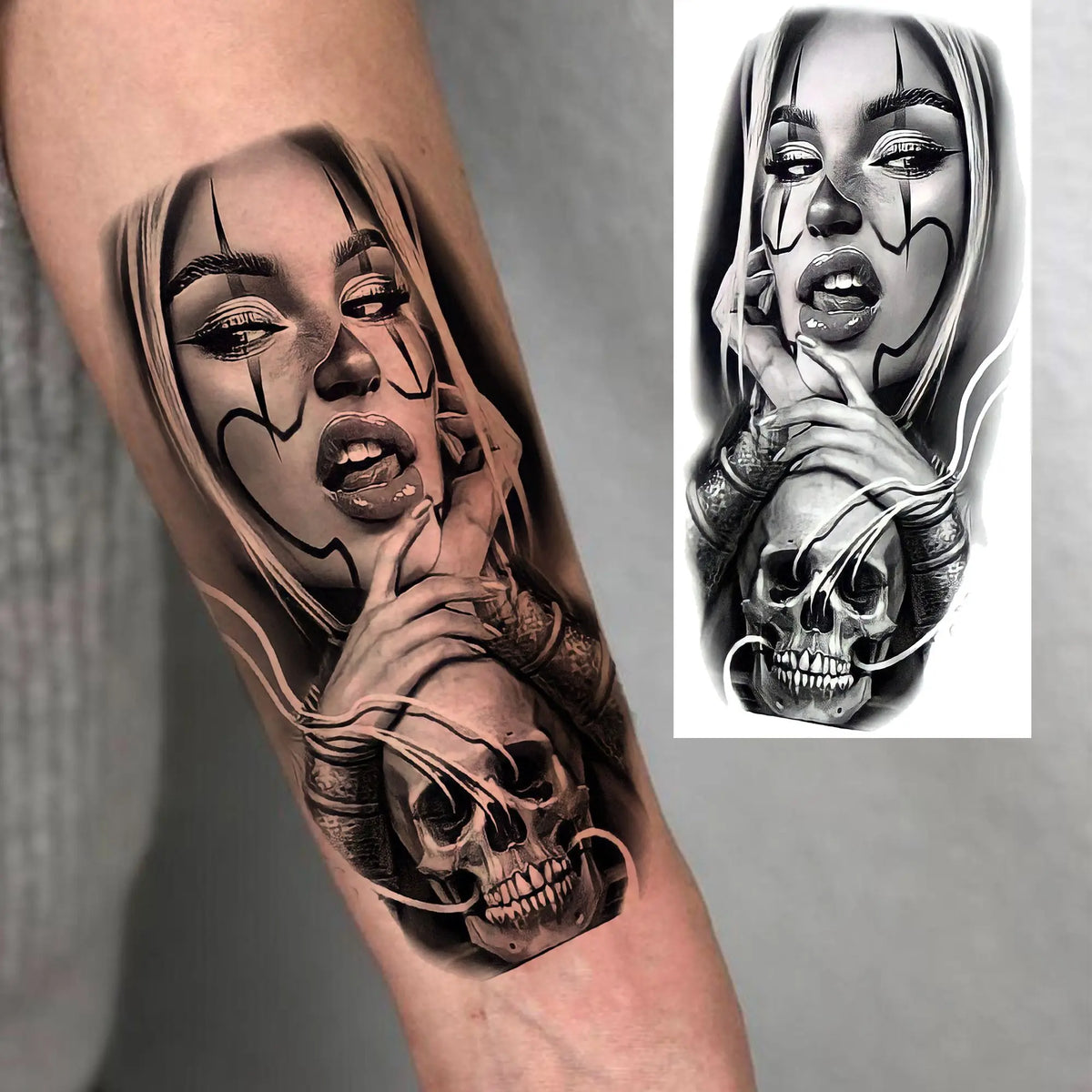 1 Sheets Chicano Prison Gangster Temporary Tattoos For Women Men Adults Fake Tattoo Sticker Water Transfer Self Adhesive Arm Leg