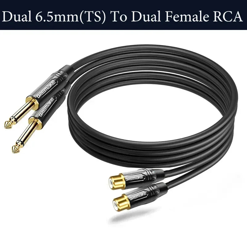 RCA To 6.35mm Cable 2 1/4inch TS To 2 RCA Male To Male Stereo Audio Adapter Cable for Microphone Mixer Sound Card Amplifier