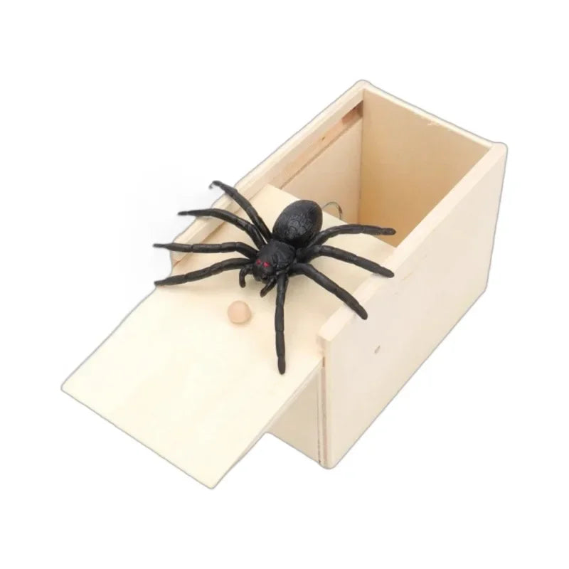 Trick Spider Prank Funny Scare Box Wooden Hidden Box Quality Prank Wooden Scare Box Fun Game Prank Trick Friend Office Toys