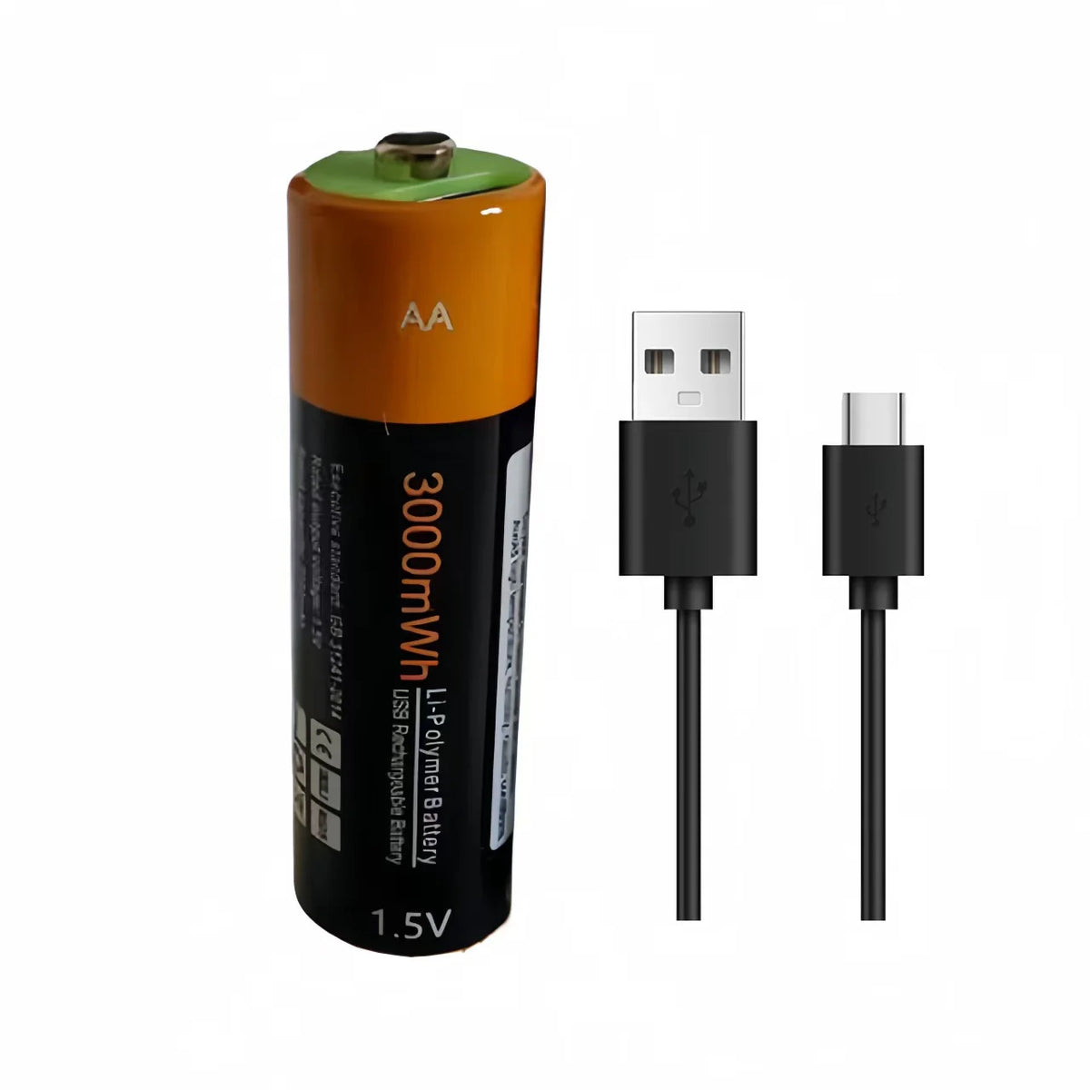 ZNTER 3000mWh AA rechargeable battery USB 1.5V lithium polymer battery charged via USB charging cable