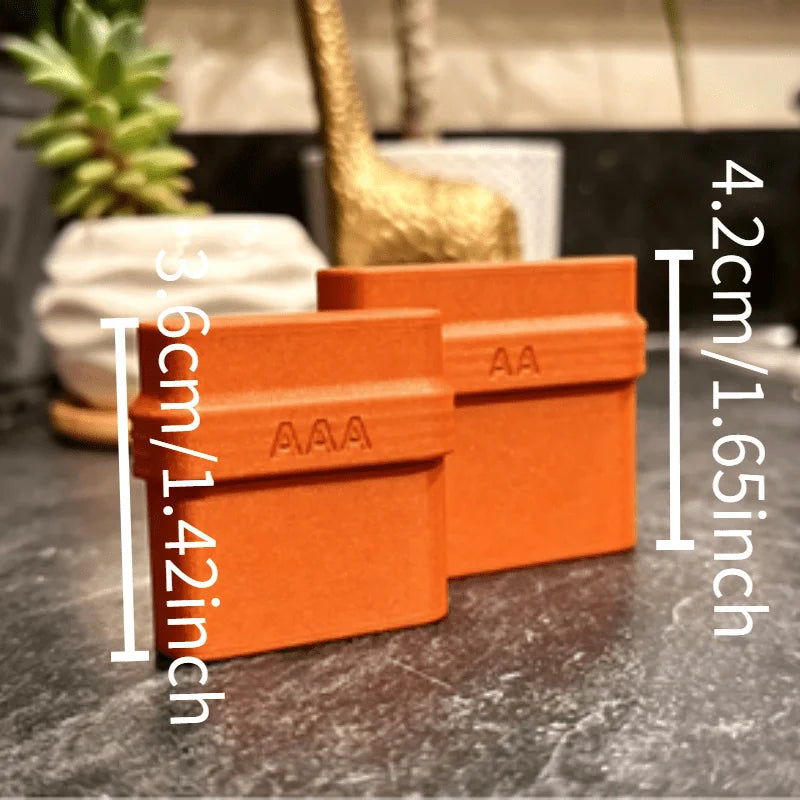 2Pcs Combo 4-Slot AA AAA Battery Storage Box, Sturdy 3D Printed Compact Case for Home Office Travel