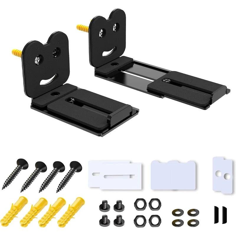 2PCS Adjustable Soundbar Mount Universal Speaker Wall Mount Floating Rack Length Adjustable 3.4''-5.2'' Removable and Lockable