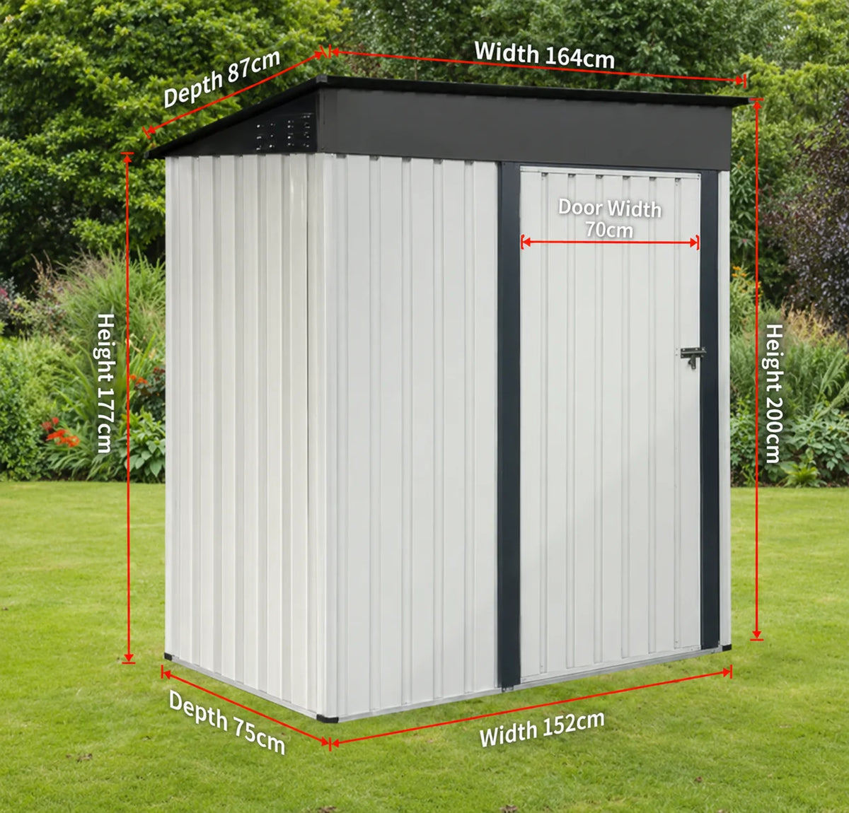 Outdoor Steel Storage Shed Garden Tool Storage House Lockable Door Waterproof Rust Resistant Backyard Patio Utility Building