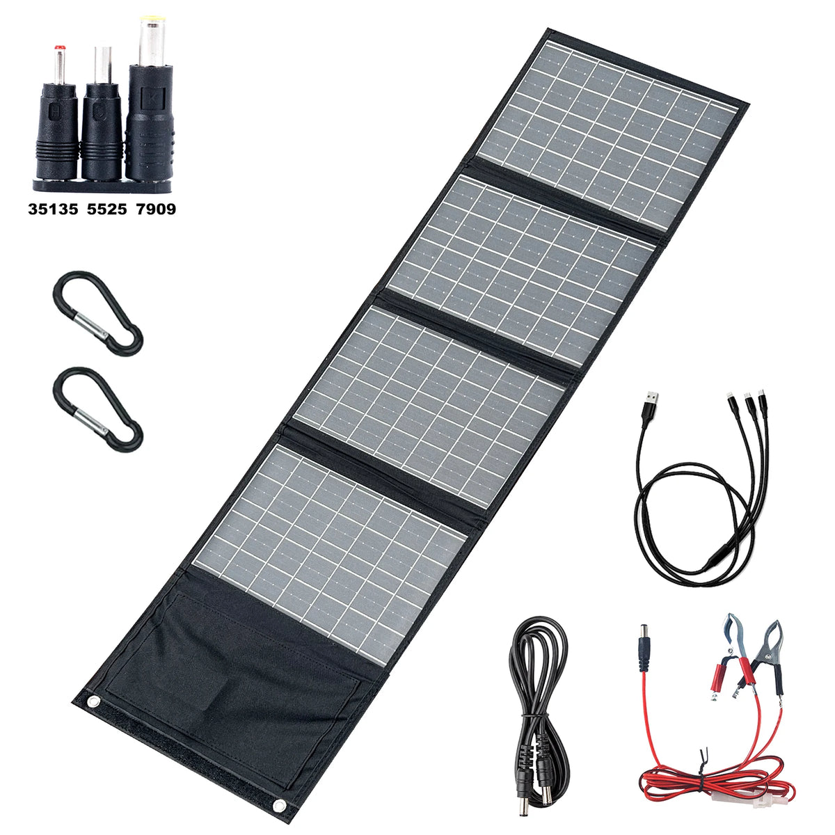 Leaorld 120W Solar Panel 12V Battery Charger, Foldable QC3.0 PD3.0 Solar Phone Fast Charger, Clips, Power Station, RVs, Camping