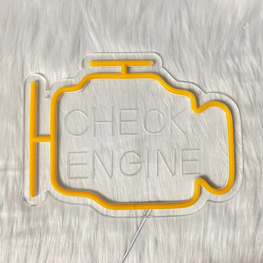 3D Carved Icon, Used For Bedroom, Garage, Game Room, Auto Repair Shop Art Decor, Father'S Day Gift,Check Engine Led Neon Sign.