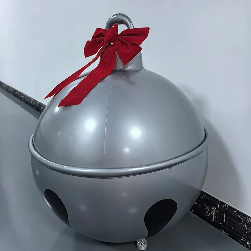 24 Inch Inflatable Christmas Ball Jingle Bell Giant Christmas Pvc Ball Decorations Large Holiday Inflatables Ornaments with Red