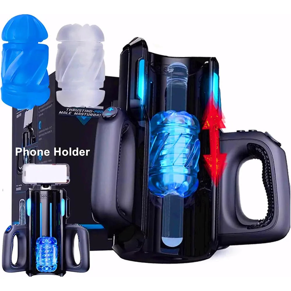 THRUSTING-PRO Thrusting High Speed Male Masturbator Machine Automatic Telescopic Masturbation Cup Handsfree Sex Toy For Men