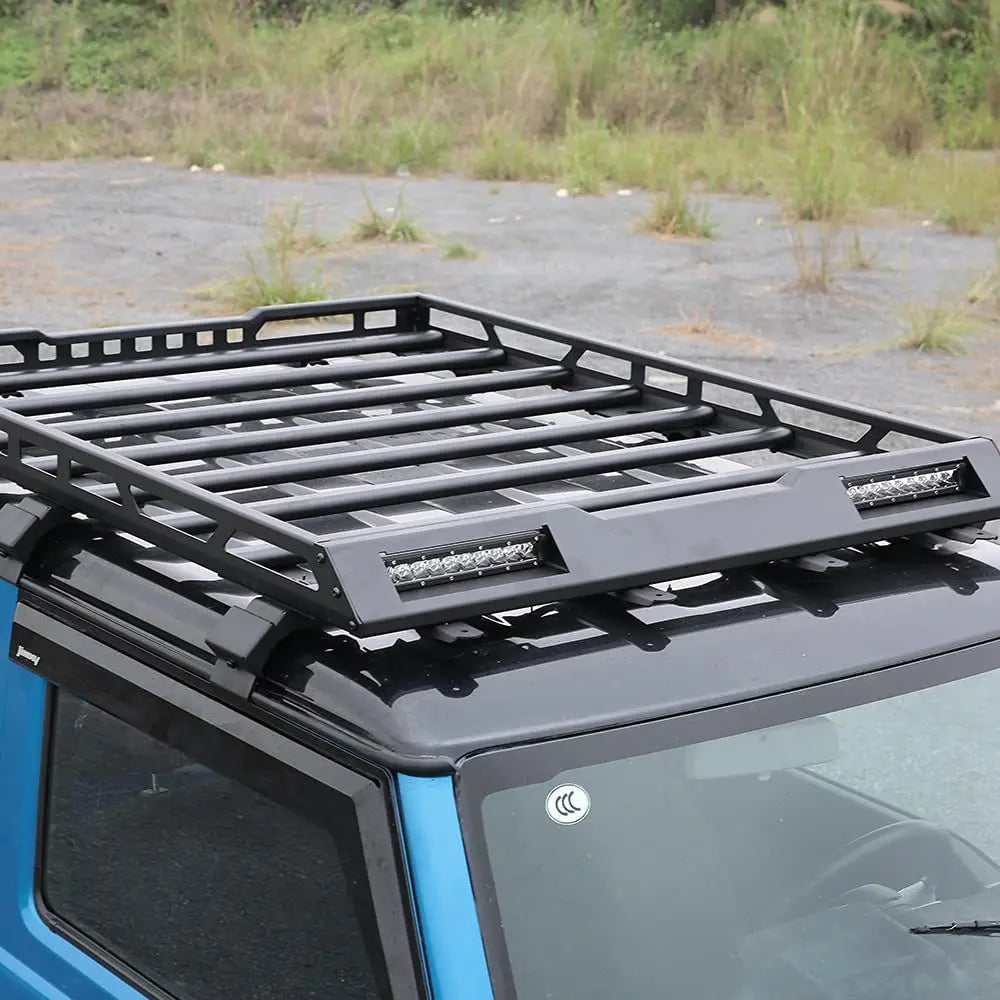 Aluminum 4x4 Basket Rack with Light Bar Car Roof Rack Cargo Box Accessory for Jimny Sierra JB74 JB74W JB64 JB64W
