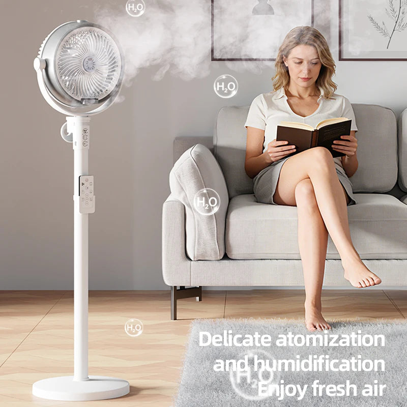 Floor Fan Ice Fog Cooling Hurricane-class spray ice Water Humidifying For Rapid Cooling Smart Remote Control Adjustable Heights
