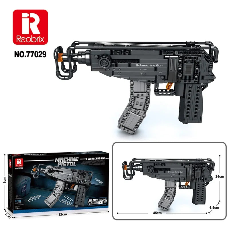 518PCS Scorpion Pistol Building Block Military Series Army MOC Gun Model Bricks DIY Assemble Wargame Toys Teens Holiday Gifts