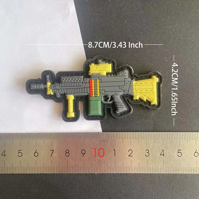3D PVC Rubber Morale Patches Mini Pistol, Rifle Army Badge Stickers, Military Tactical Patch With Hook For Backpack