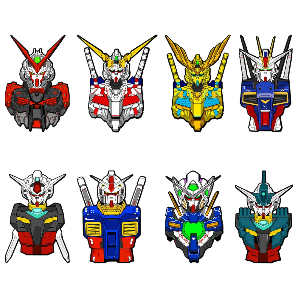 4/8pcs Japanese Anime Mobile Suit Gundam Enamel Pins Cartoon Creative Alloy Brooch Fashion Accessories for Bags And Clothing