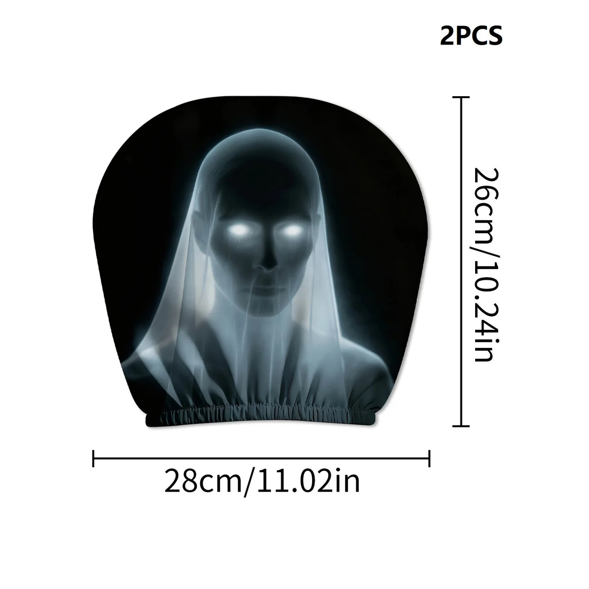 2Pcs Universal Elastic Halloween Horror Face Car Headrest Covers Soft Polyester Washable Dustproof Protective Decorative Sleeve