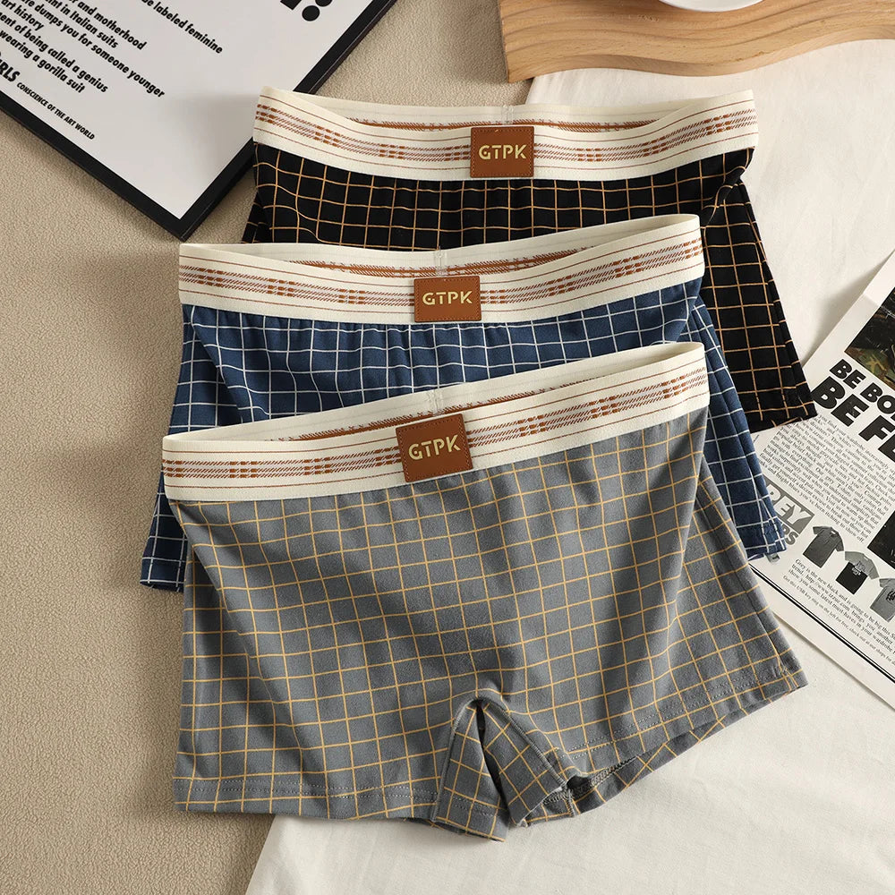 1/3PCS 95% Cotton Classtic Plaid Women's Lingerie Breathable Mesh Crotch Underwear Arrival Soft High Elastic Lingerie for Woman