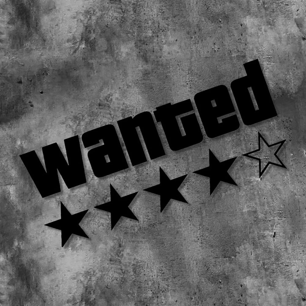 1PC Wanted Star Motorcycle Sticker Decoration DIY for Motorbike Fuel Tank Side Panel Car Electric Scooter Waterproof Vinyl Decal