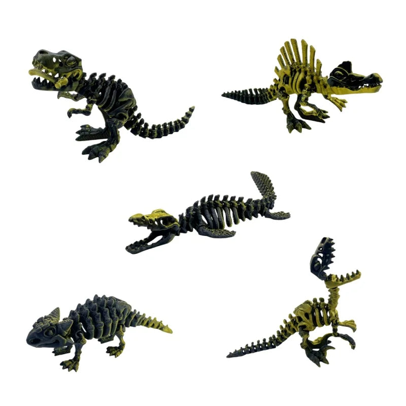 5-Piece 3D Printed Dinosaur Set with Movable Joints, Including Ankylosaurus, Sauron, and Spinosaurus, Home and Decor Display Pie