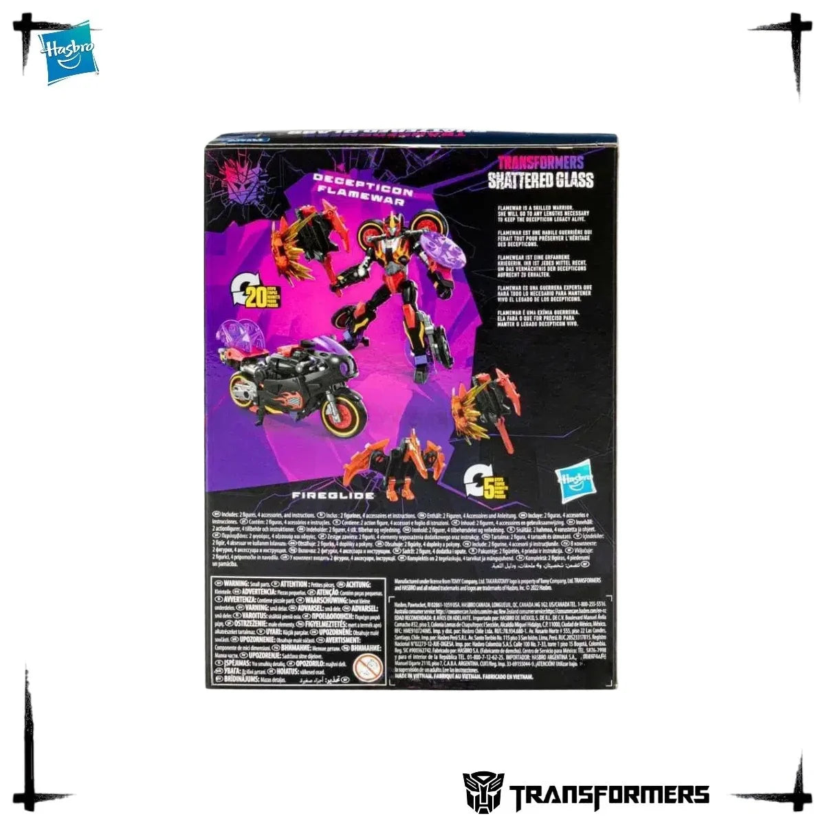 Official First Edition Hasbro Transformers Shattered Glass Flamewar Fireglide Action Figure Decepticon Collection Toy