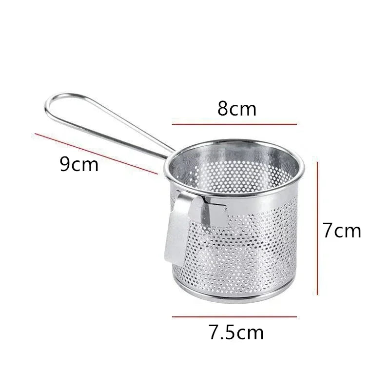 304 Stainless Steel Hot Pot Strainer Boiling Pig Vermicelli Brain Strainer with Sieve Hook Scooping and Boiling Noodles Funnel