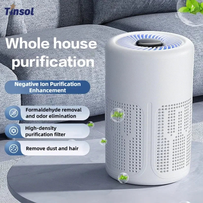 TINSOL New Mini Air Purifier HEPA Filter uses negative ion technology to eliminate formaldehyde odors smoke and dust particles