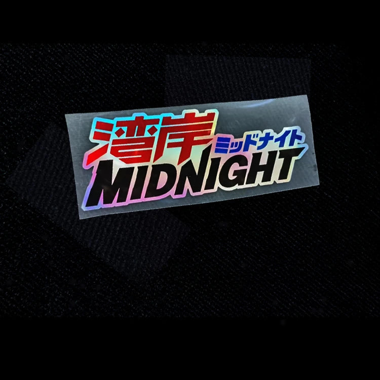 1PC MIDNIGHT JDM Laser Motorcycle Sticker Waterproof for Motorbike Front Fairing Side Panel Car Front Winddshield Vinyl Decal