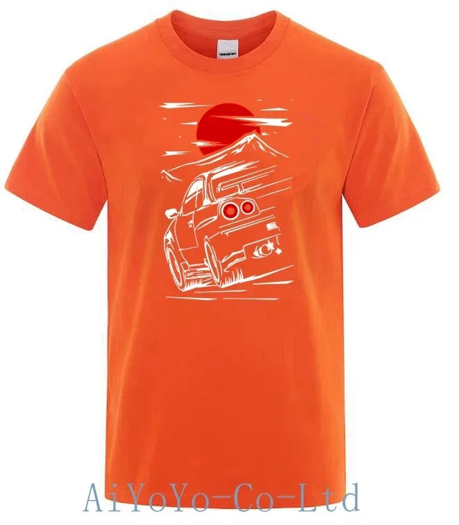 Skyline GTR 34 Haruna Jdm Sportcar Nissans 100% Cotton Nissanes TShirt Japanese Fast Car T Shirts For FF11 Men Clothes 554HHKJ