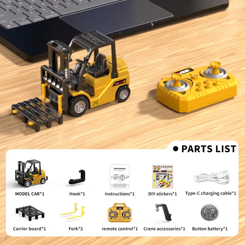App Control / rc 1:64 Mini Remote Forklift, Alloy Variable Speed with Lighting and Sound Effects, Boy Gift