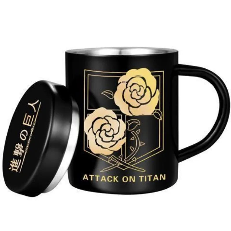 New Attack on Titan anime peripherals 304 stainless steel mug two-dimensional creative cartoon wings of freedom water cup gift