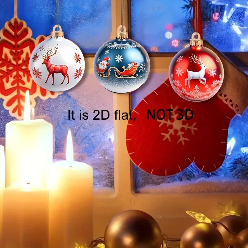 36piece Set of Holiday Christmas Ball Decoration 2D Flat Wooden Pendants Christmas and New Year Gifts Home and Party Decorations