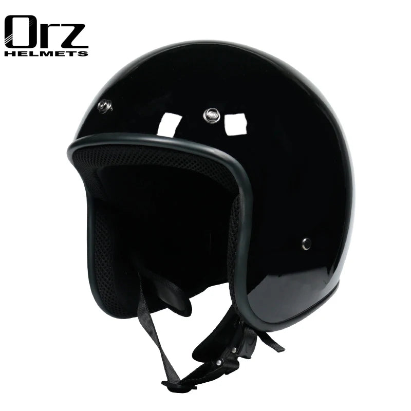 Orz Brand Matte Black Open Face Helmet Retro Style Motorcycle Helmet for Scooter Street Bike Cruiser Motocross Safety Casco Moto