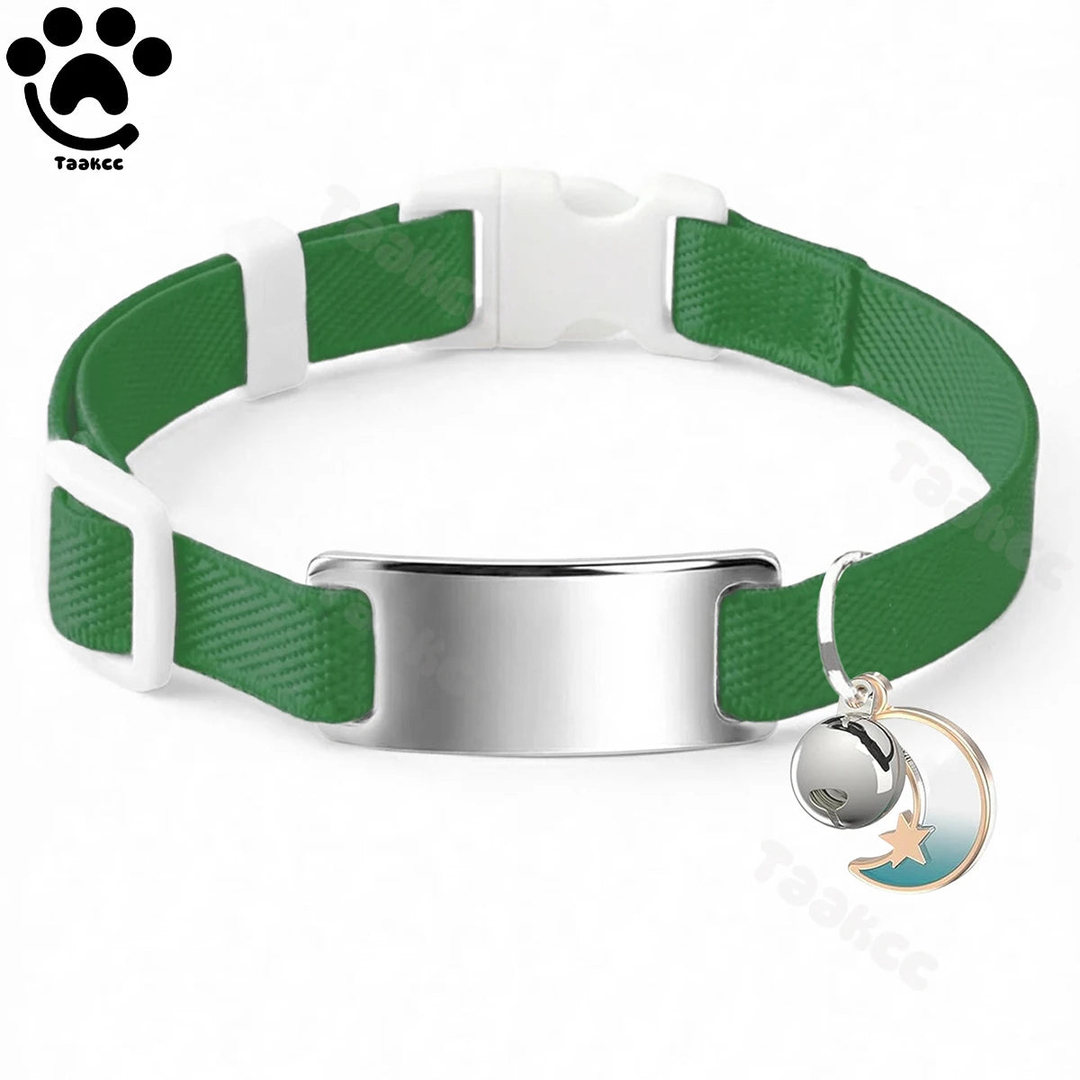 Customized Fashion Elastic Cat Collar Free Engraved Puppy Kitten Anti-lost Pet ID Nameplate Necklace With Bell & Moon Ornament