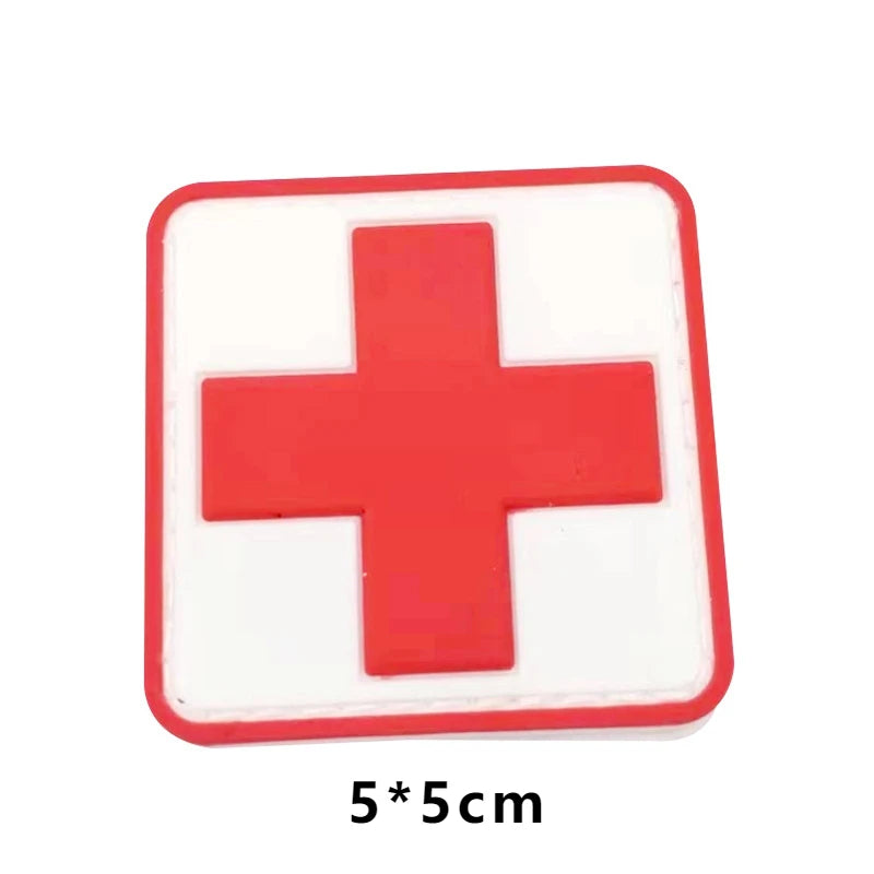 Red Cross Emblem 3D PVC Tactical Patch Hook Backing Attachments for Outdoor Backpack Rubber Medical Badge Rescue Gear Wholesale