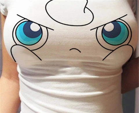 Funny Women T-shirt 3D Eyes Printed T-shirt Summer New Sexy Anime Cartoon Cute Expression Straight Short Sleeve Ladies Slim Tops