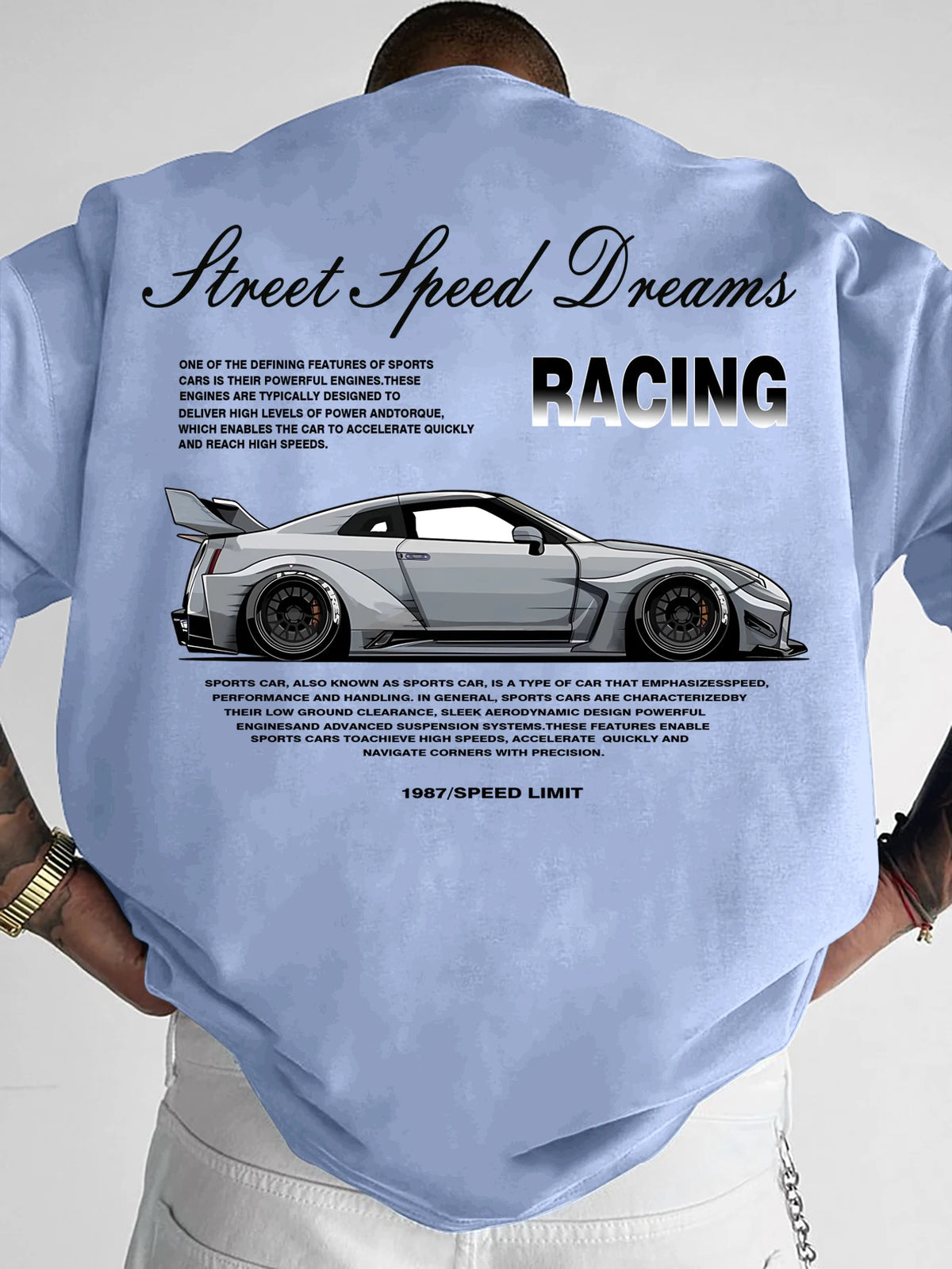 New Men's Street Speed Dreams R35 T-Shirt JDM Car Print Streetwear Crew Neck Short Sleeve Polyester Tops S-XXL
