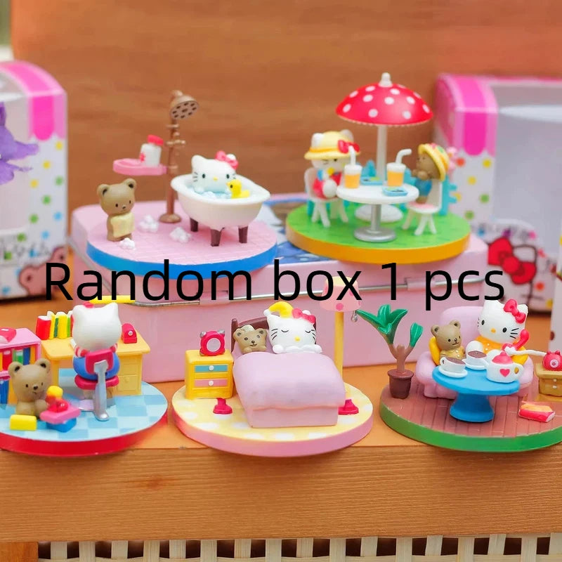 New Stock Kt Cat Worker Figurines Miniature Scenes Blind Boxes Toys Desktop Ornaments Surprise Gifts For Girls' Birthdays