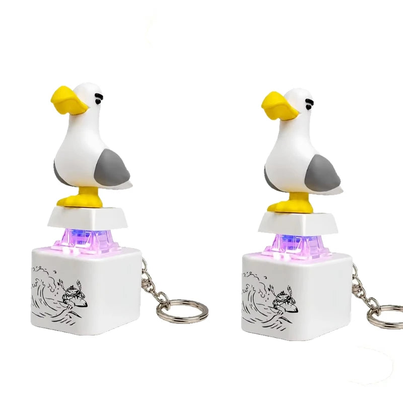 FTCY New Mine Seagull Keycap Keychain Luminous Sounding Stress Relief Creative Fidget Toy Creative Keychain Supporting Wholesale